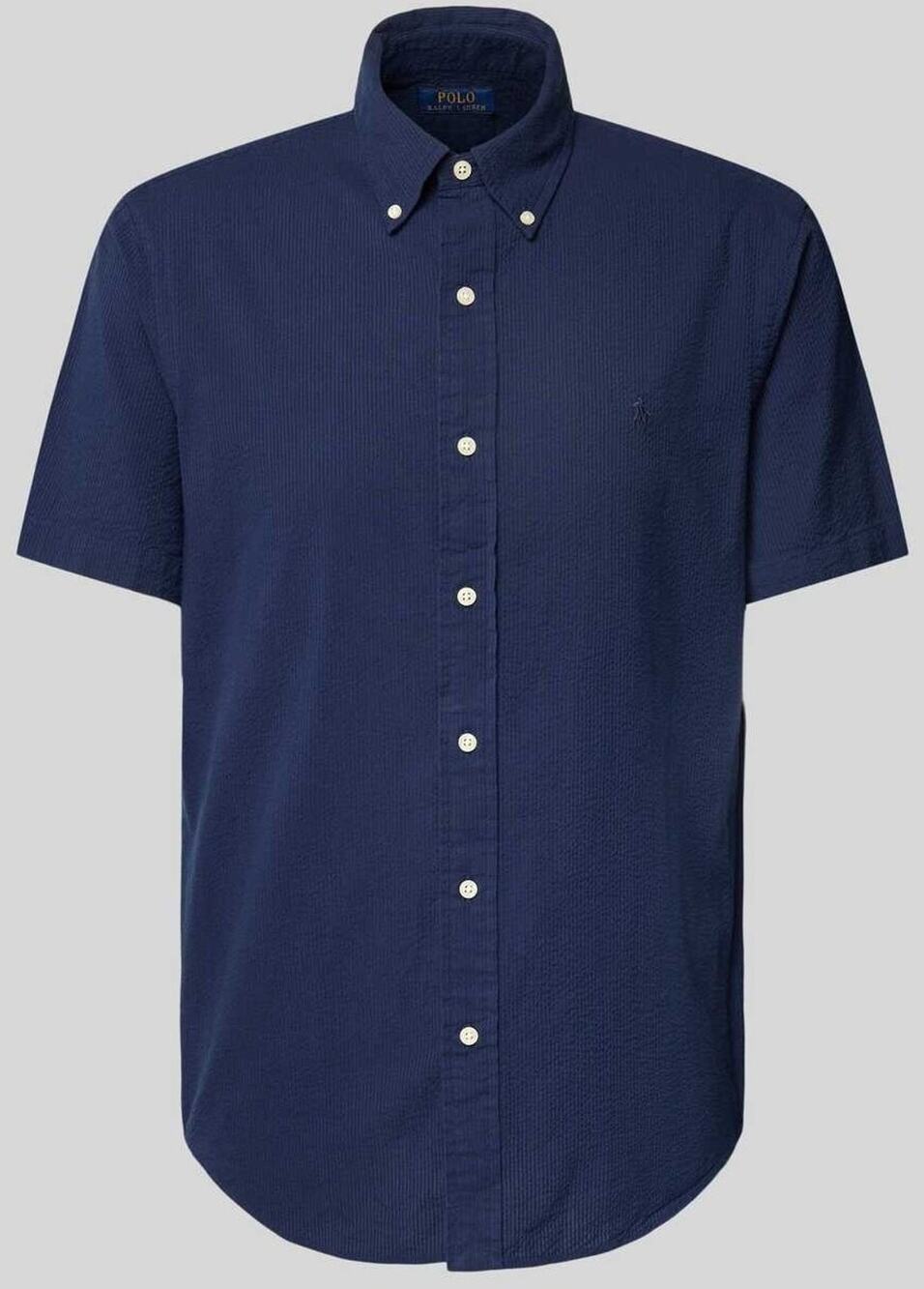 Polo Ralph Lauren Short Sleeve Shirt Navy RL Untucked Fit Classic Seersucker L